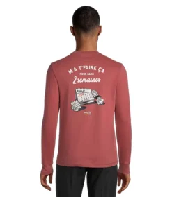 Men's Deux Semaines Long Sleeve Crewneck Cotton Work T Shirt -Clothing Store 399411 1AABDWS LST010 PROD 2 BRICK