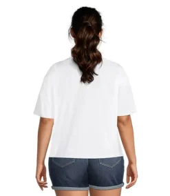 Bench Women's Printed Stripe Cotton Jersey Cropped T Shirt