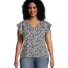 Women's Flutter Sleeve Relaxed V-Neck Blouse -Clothing Store 400539 3CHDDHSU3 648P PROD 1 MDBLPR