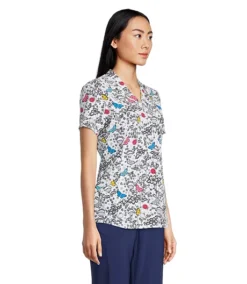 Women's Contour Side Print Scrub Top - Insect Sketch -Clothing Store 403703 3FLBHPS23104ITS PROD 3 MULTI