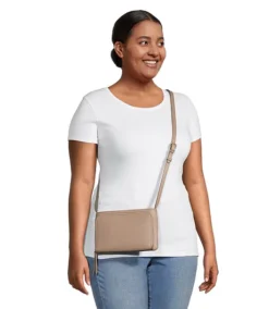 Women's Crossbody Purse With Zippered Compartment And Removable Strap -Clothing Store 404527 6DUGDHS3 72213T PROD 4 TAN