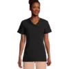 Women's Mock Wrap Mesh Accent Scrub Top -Clothing Store 404664 3FLBSLA23748BLA PROD 1 BLACK