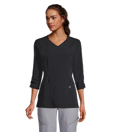 Women's 3/4 Sleeve Patch Pocket Scrub Top 3 Women's 3/4 Sleeve Patch Pocket Scrub Top