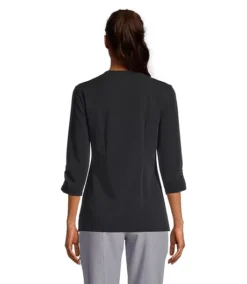 Women's 3/4 Sleeve Patch Pocket Scrub Top 7 Women's 3/4 Sleeve Patch Pocket Scrub Top -Clothing Store 405119 3FLBHPA23105BLA PROD 2 BLACK