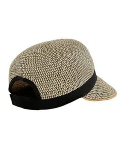 Women's Braided Half Brim Hat With Black Ribbon Trim -Clothing Store 405300 6DUMDHS23 H1097 PROD 2 NATRL