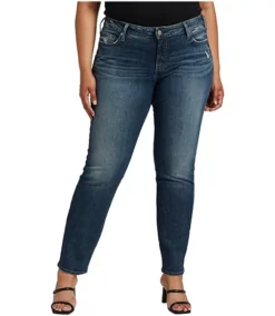 Women's Curvy Elyse Mid Rise Straight Leg Jeans Plus Size