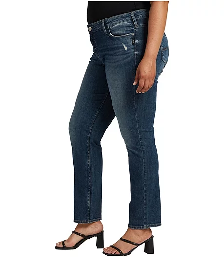 Women's Curvy Elyse Mid Rise Straight Leg Jeans Plus Size 5 Women's Curvy Elyse Mid Rise Straight Leg Jeans Plus Size - Image 3