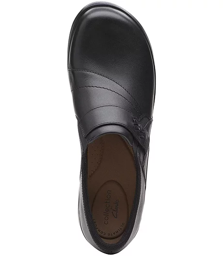 Clarks Women's Angie Pearl Leather Slip On Shoes - Black 4 Clarks Women's Angie Pearl Leather Slip On Shoes - Black - Image 2