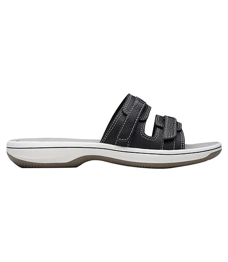 Clarks Women's Breeze Piper Slides - Black White 3 Clarks Women's Breeze Piper Slides - Black White