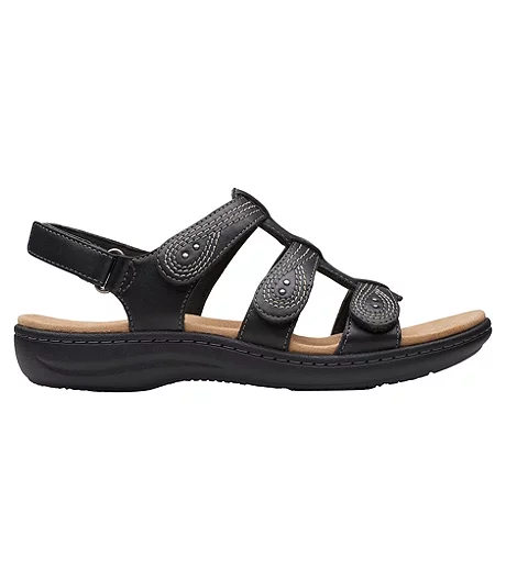 Clarks Women's Leurieann Vine Leather Sandals - Black 3 Clarks Women's Leurieann Vine Leather Sandals - Black