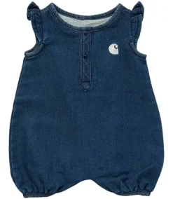 Carhartt Baby Girls' Knit Denim Henley Romper 5 Carhartt Baby Girls' Knit Denim Henley Romper -Clothing Store 408073 CM9730 N104 B PROD 1 MEDWAS