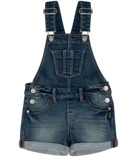 Youth Girls' Denim Overall Jean Shorts - Medium Wash 3 Youth Girls' Denim Overall Jean Shorts - Medium Wash