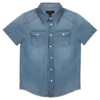 Youth Boys' Modern Fit Short Sleeve Shirt With 2 Chest Pockets - Med Wash