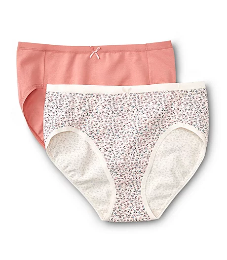 Women's 2 Pack Perfect Fit Cotton Stretch Hi Cut Panty Underwear 4 Women's 2 Pack Perfect Fit Cotton Stretch Hi Cut Panty Underwear - Image 2