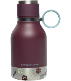 Asobu Dog Stainless Steel Water Bottle With Detachable Bowl 33 Oz