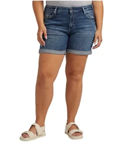 Women's Boyfriend Mid Rise Jean Shorts - Plus Size