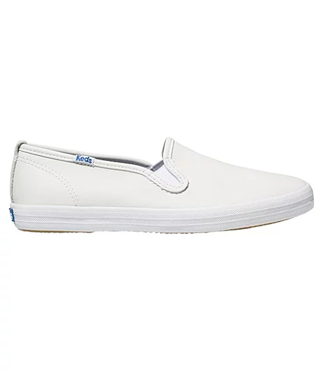 Keds Women's Champion Leather Slip On Sneakers - White 6 Keds Women's Champion Leather Slip On Sneakers - White - Image 4