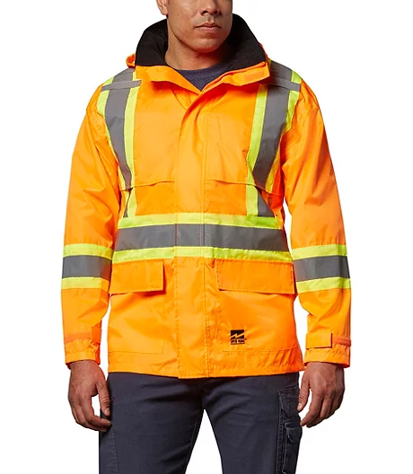 Men's Hi-Vis 150D Unlined Waterproof And Windproof Safety Rain Jacket 5 Men's Hi-Vis 150D Unlined Waterproof And Windproof Safety Rain Jacket - Image 3