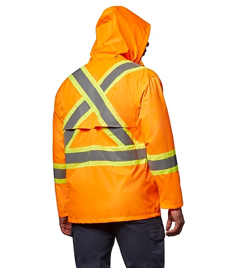 Men's Hi-Vis 150D Unlined Waterproof And Windproof Safety Rain Jacket 3 Men's Hi-Vis 150D Unlined Waterproof And Windproof Safety Rain Jacket